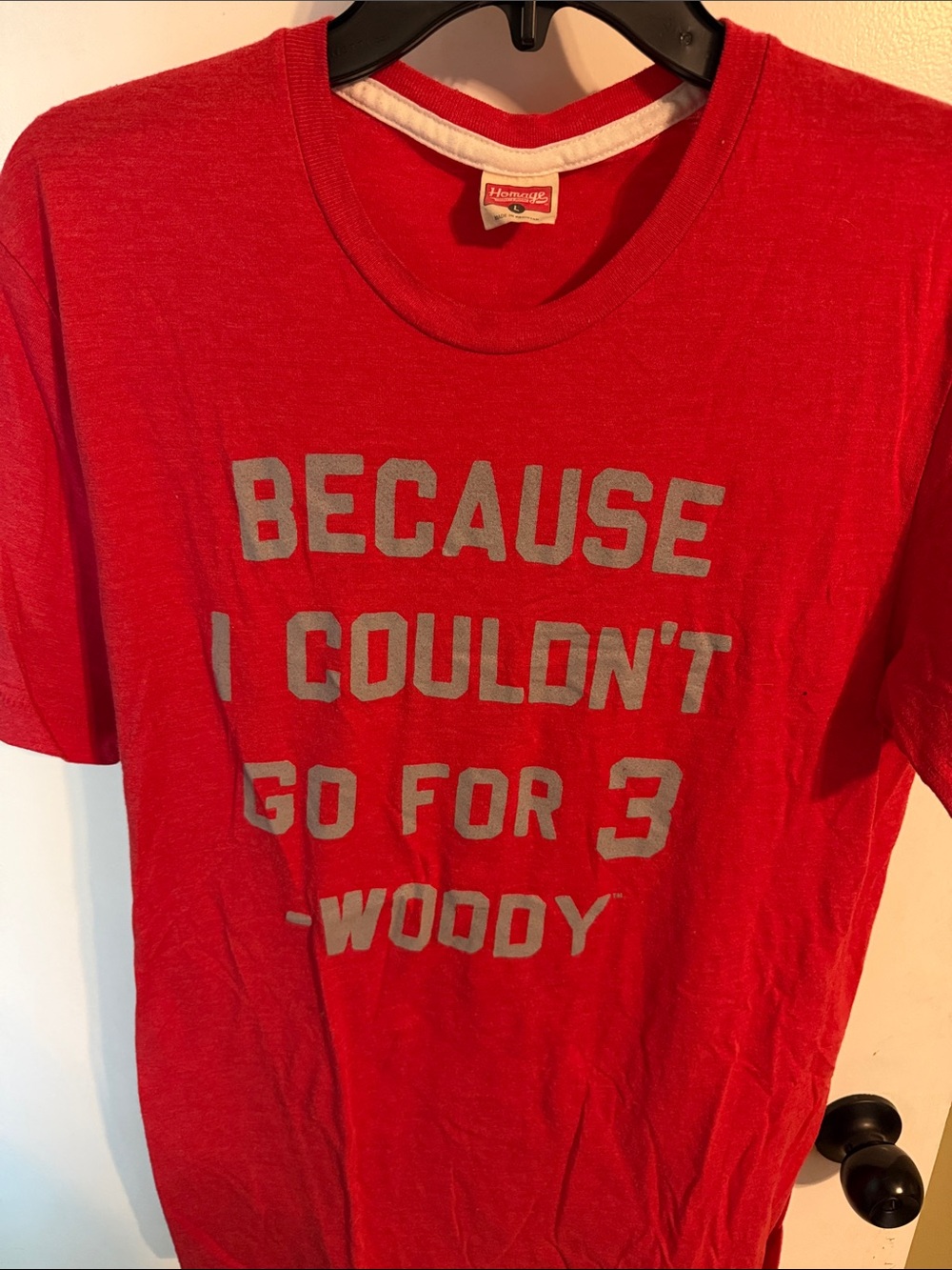 HOMAGE Red Tee with Gray Block Graphic
